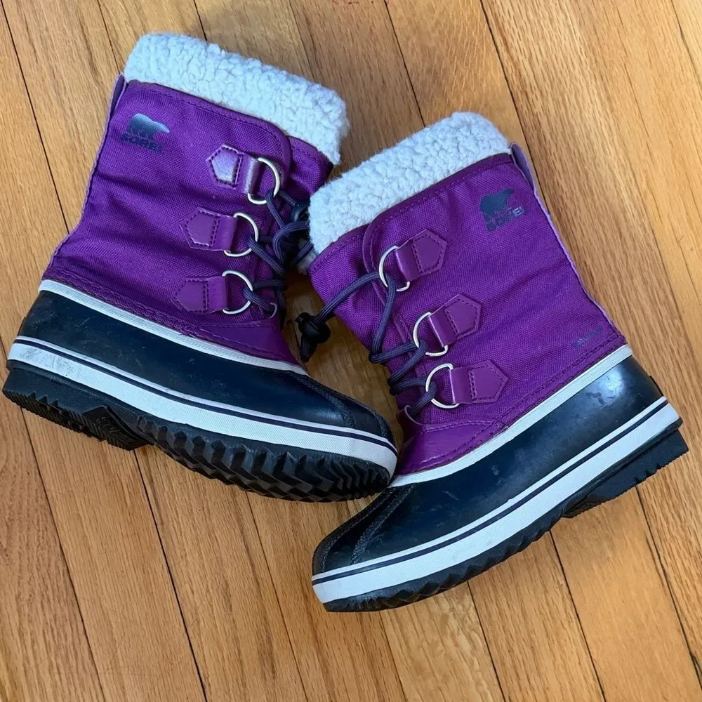 Girls Sorel Yoot Pac Duck Snow Waterproof Rubber Winter Boots Purple Warm-Size1